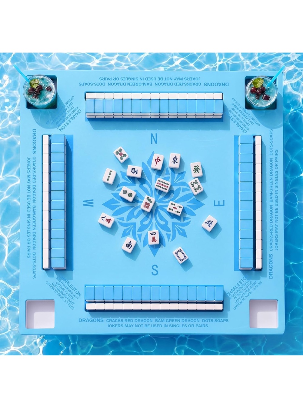 Blue Automatic Mahjong Tabletop Game Set